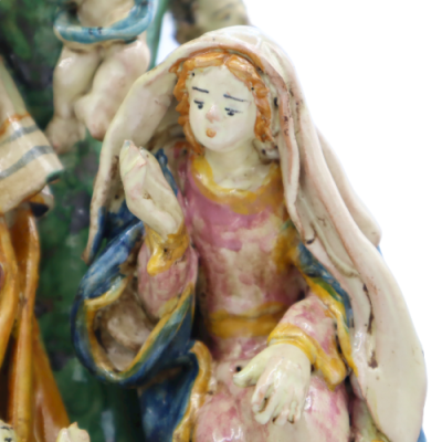 Crèche sur vase en céramique de Caltagirone richement décorée à la main, h 32 cm Mod SCR - 