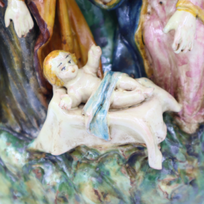 Crèche sur vase en céramique de Caltagirone richement décorée à la main, h 32 cm Mod SCR - 