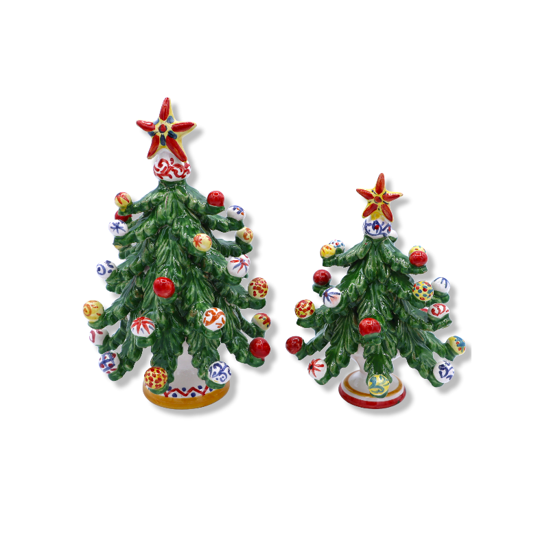 Sapin de Noël en céramique Caltagirone, Puntale et Stella, trois options de tailles (1pc) - 