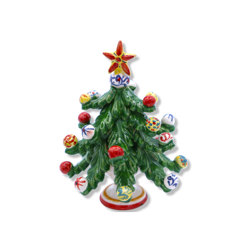 Árbol de Navidad de cerámica Caltagirone, Puntale y Stella, tres opciones de tamaño (1ud) - 
