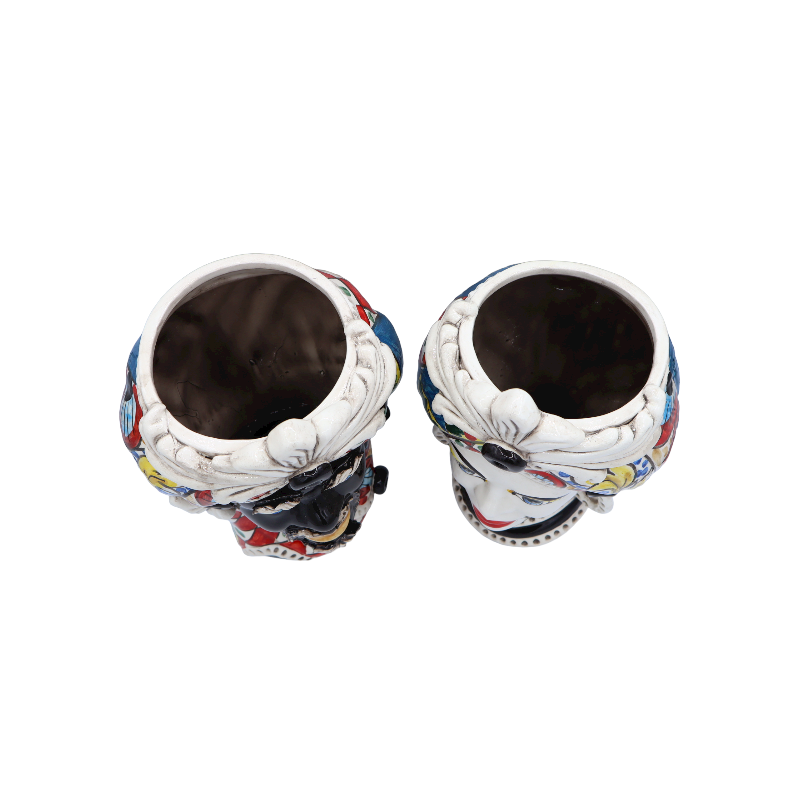 Testa di Moro Caltagirone con fregio, decoro stile carretto Siciliano, h 28 cm ca. - 