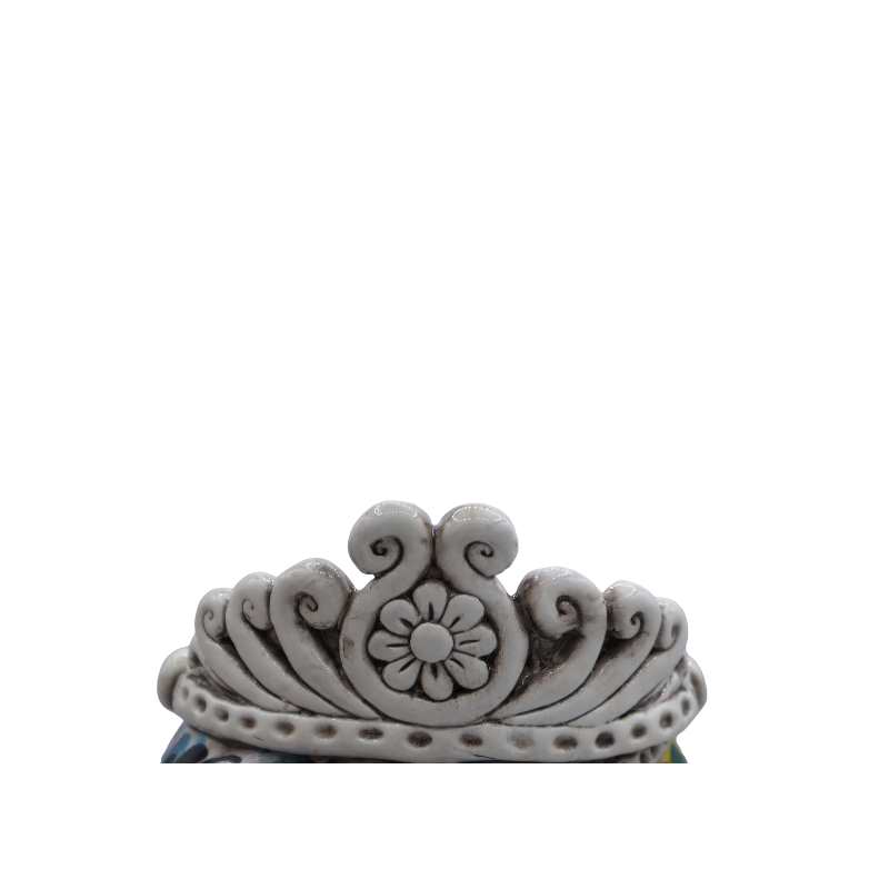 Sizilianische Moorköpfe (1 Stück) H ca. 28 cm Caltagirone-Keramik, mit Krone, Dekoration im sizilianischen Karrenstil - 