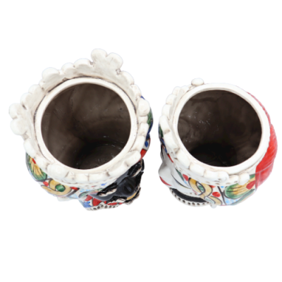 Tête de maure de Caltagirone avec couronne, décoration de style charrette sicilienne, Hauteur environ 30 cm. Modèle PR -