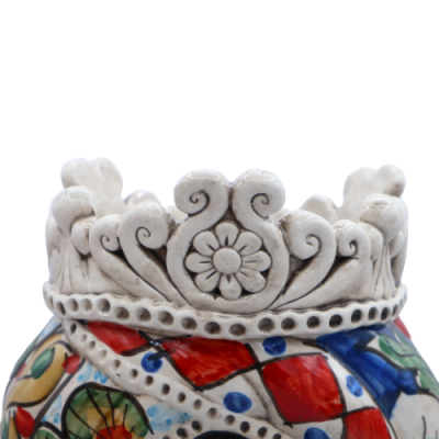 Mohrenkopf aus Caltagirone mit Krone, Dekoration im sizilianischen Karrenstil, Höhe ca. 30 cm. RP-Modell - 