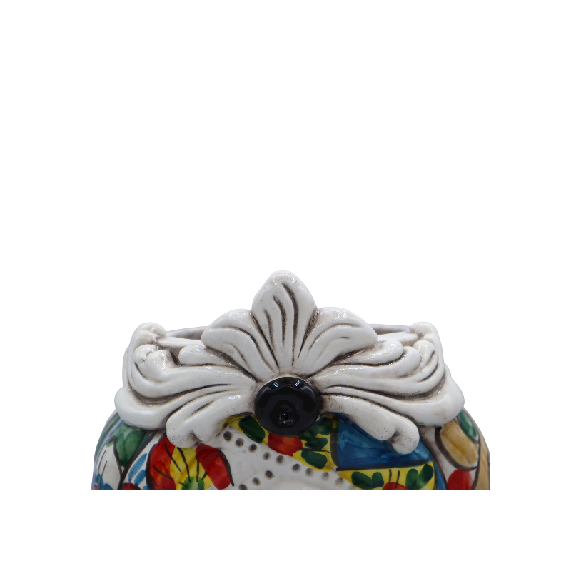 Testa di Moro Caltagirone con fregio, decoro stile carretto Siciliano, h 28 cm ca. - 