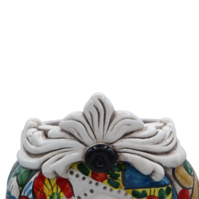 Testa di Moro Caltagirone con fregio, decoro stile carretto Siciliano, h 28 cm ca. - 