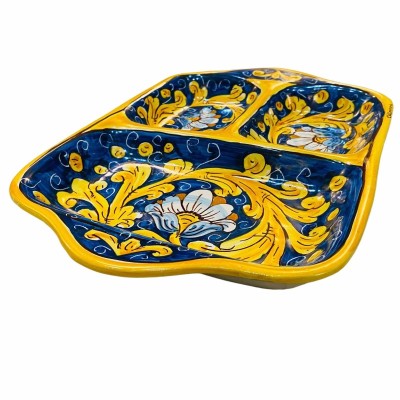 Plato aperitivo rectangular en cerámica Caltagirone, varias decoraciones, L 35 cm x 25 cm aprox. Modelo GR - 