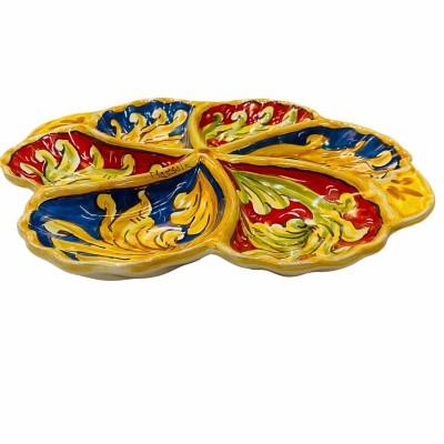Plato de aperitivo de concha con 6 compartimentos, decoración barroca - diámetro de unos 30 cm - 
