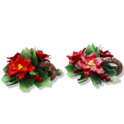 Ceramic kaarsenhouder met kerstster, bessen en klom - keuze decoratie, Mod CPR - 
