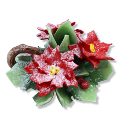 Ceramic kaarsenhouder met kerstster, bessen en klom - keuze decoratie, Mod CPR - 