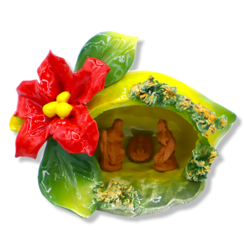 Presepe i fin keramisk citron med julstjärna, bredd 14 cm ca. CPR - 