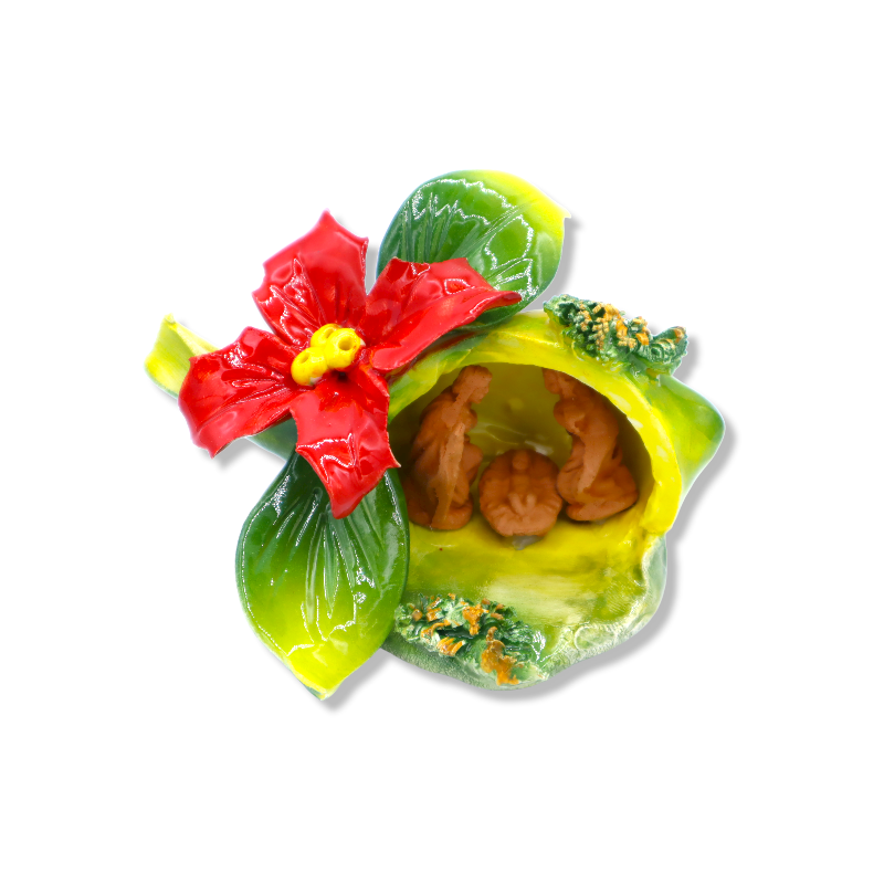 Presepe i fin keramisk citron med julstjärna, Bredd 11 cm ca. Mod CPR - 
