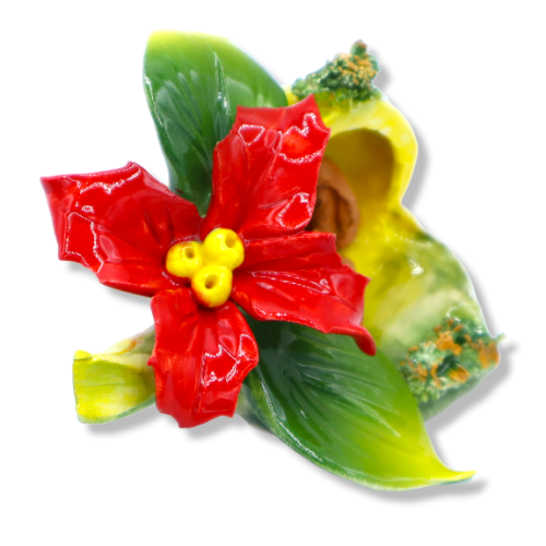 Zitronenkrippe L 11 cm aus feiner Keramik mit Weihnachtsstern Mod CPR -  2