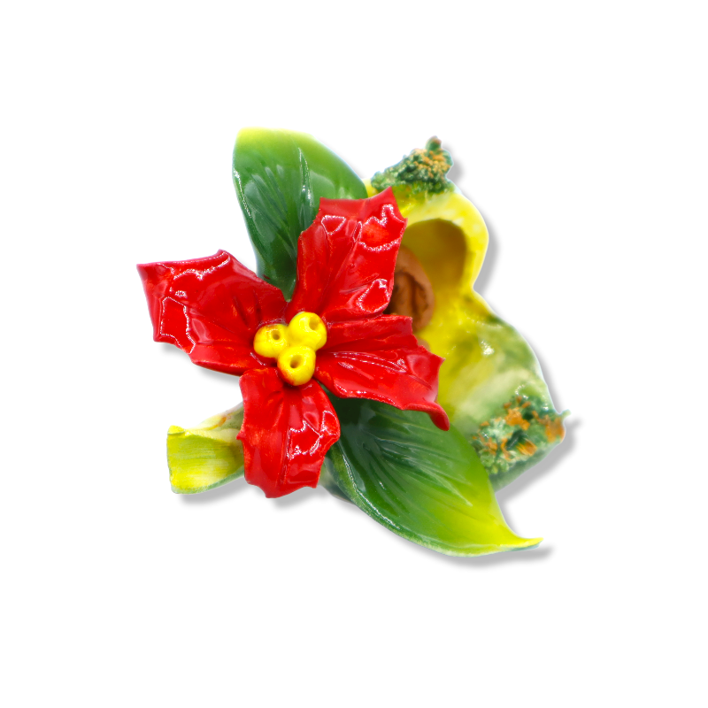 Presepe i fin keramisk citron med julstjärna, Bredd 11 cm ca. Mod CPR - 