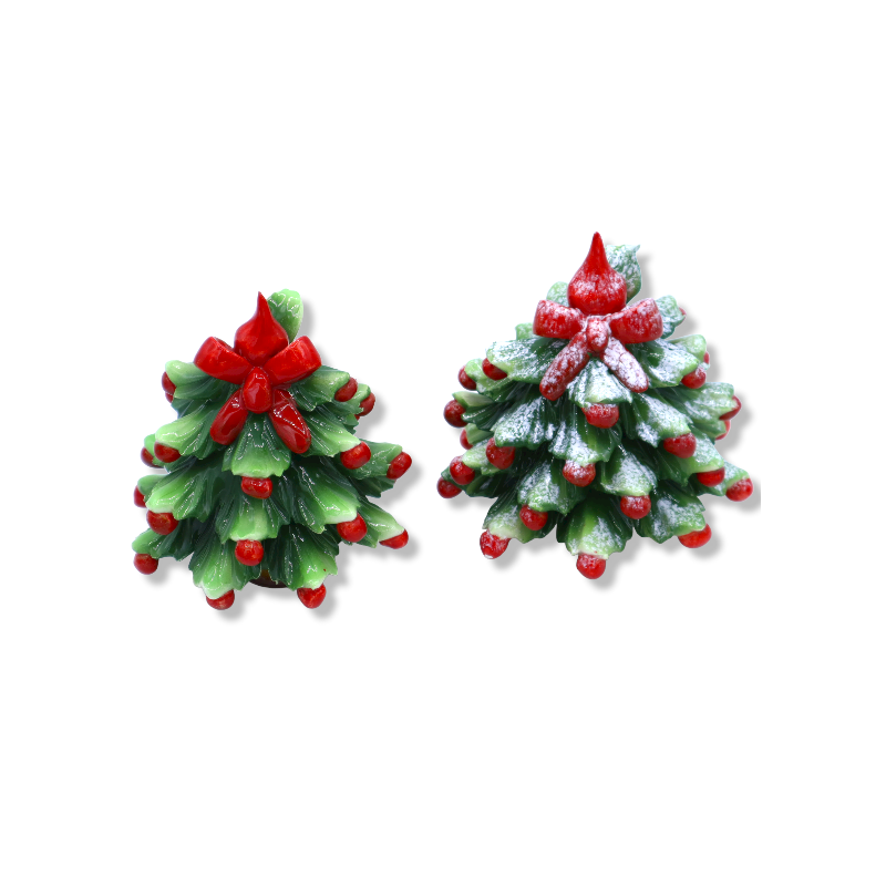 Christmas tree with ribbon and top in precious ceramic, various decorations, approx. h 13 cm. CPR mod - 