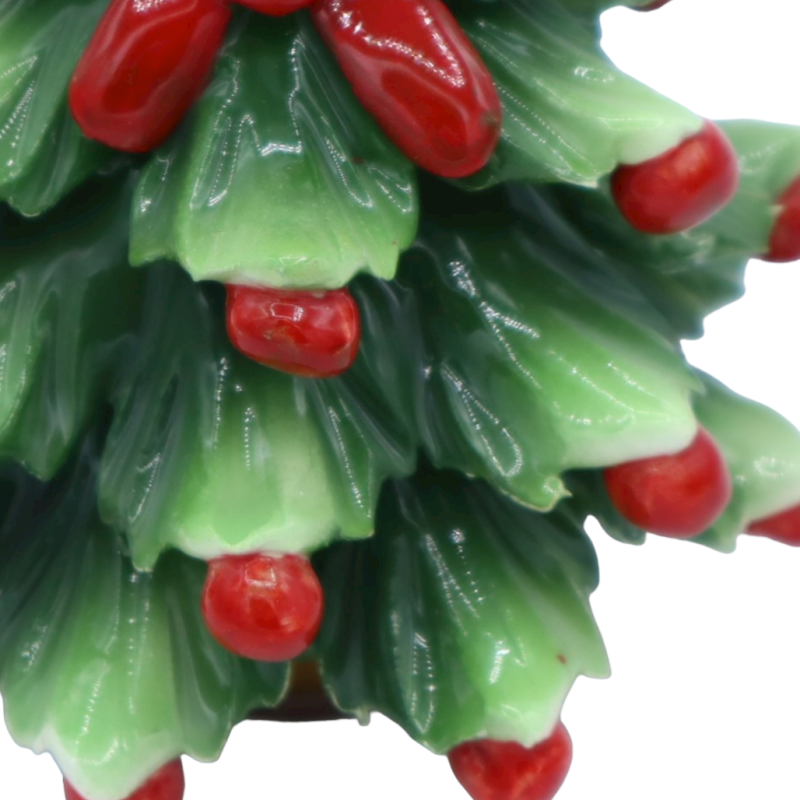 Sapin de Noël avec ruban et pointe en céramique fine - h environ 13 / 14 cm. (1pc) avec ou sans neige - 