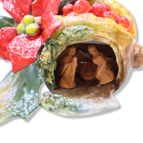 Presépio Romã em cerâmica fina com estrela de Natal, largura aproximada de 14 cm. modo de RCP -  2