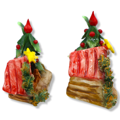 Presépio em preciosa cabana de cerâmica com cometa e árvore com ponta, vários tamanhos - Mod CPR - 