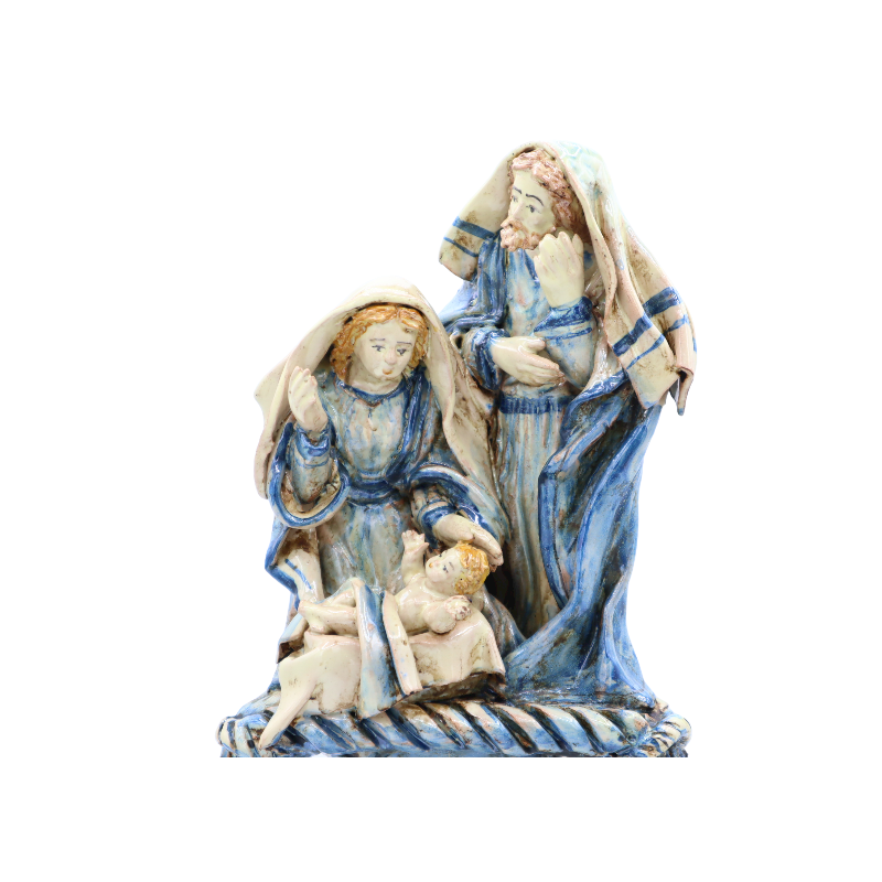 Presepe på basen keramisk barock av Caltagirone dekorerad för hand, i olika färger - h 30/33 cm ca. Mod SCR - 