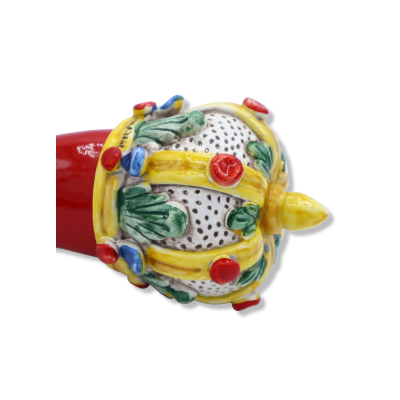 Corno con Corona decorata, in ceramica di Caltagirone, varie misure (1Unità) - 