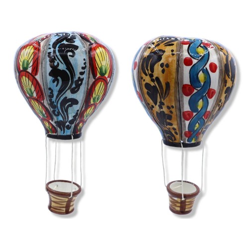 Mongolfiera in ceramica Caltagirone - h 24 cm ca. (1Unità) decoro casuale - 