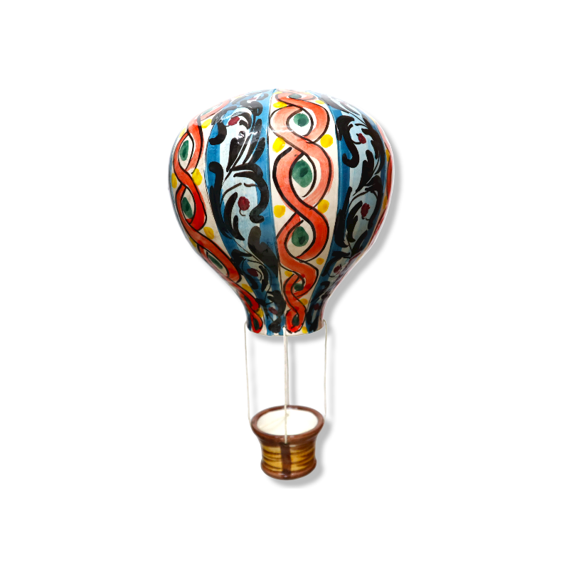 Globo aerostático de cerámica Caltagirone, en varias decoraciones, h tot. 30cm aprox. MOD de RP - 