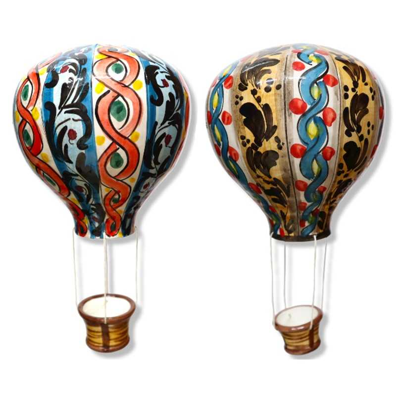 Balão de ar quente de cerâmica Caltagirone, em várias decorações, h tot. 30cm aprox. modo rp - 