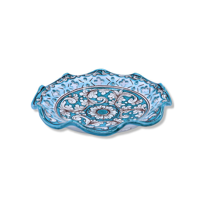Centro de mesa em cerâmica Caltagirone, decoração barroca recortada e perfurada, d 30 cm aprox. Mod TD - 