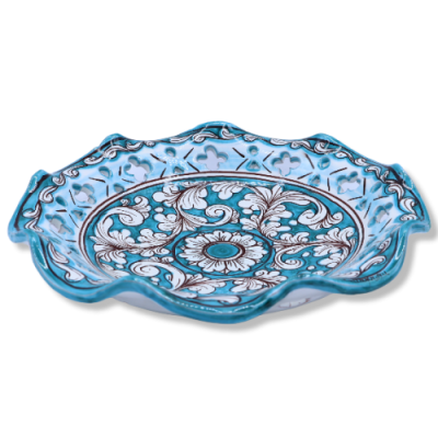 Keramiskt centrum Caltagirone, framväxad och perforerad, barockdekoration, d 30 cm ca. TD - 
