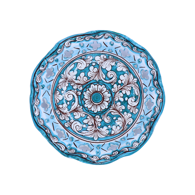 Ceramic center Caltagirone, emerowane i perforowane dekoracje barokowe, d 30 cm ok. TD - 