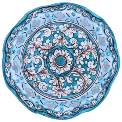 Keramiskt centrum Caltagirone, framväxad och perforerad, barockdekoration, d 30 cm ca. TD - 