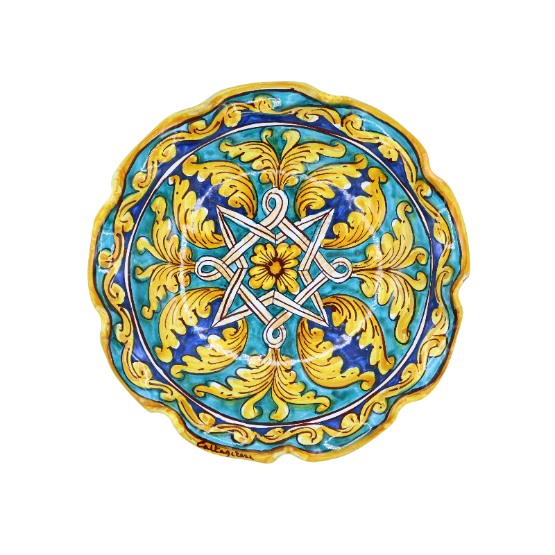 Caltagirone keramiskt bågat mittstycke, 2 storleksalternativ (1 st) barockdekoration, palmetter, geometrisk - 