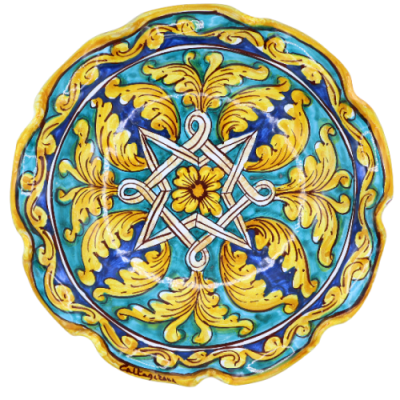 Caltagirone keramiskt bågat mittstycke, 2 storleksalternativ (1 st) barockdekoration, palmetter, geometrisk - 