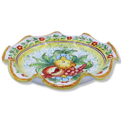 Centre de table festonné en céramique Caltagirone, avec 2 options de taille (1pc) décoration de fruits mélangés - 