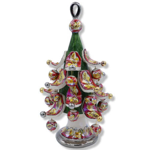 Kerstboom serie ISLITE keramiek van Caltagirone - Gold, Platinum en Moeder van Pearl - mobiele ballen - Height 30 cm app