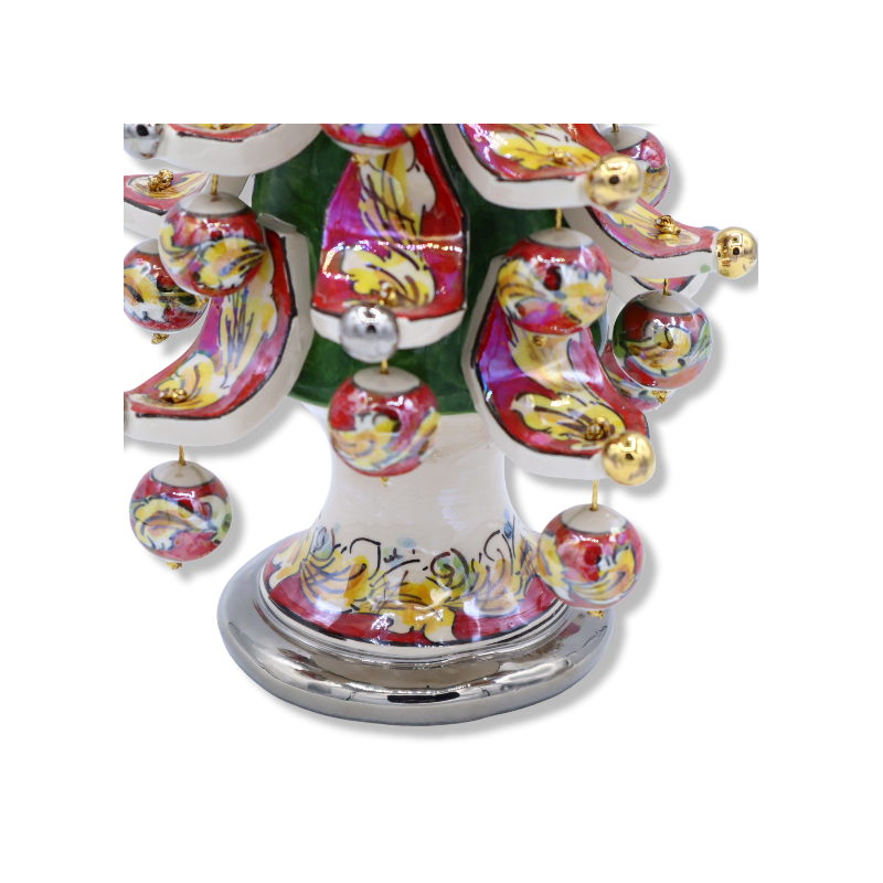Árvore de Natal série ÈLITE Caltagirone cerâmica - Ouro, Platina e Madrepérola - bolas móveis - Altura aprox. 30 cm Form