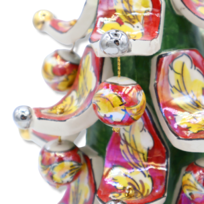 Julgran serie ISLITE keramik av Caltagirone - Gold, Platinum och Mother of Pearl - mobila bollar - Höjd 30 cm ca. Mod NF