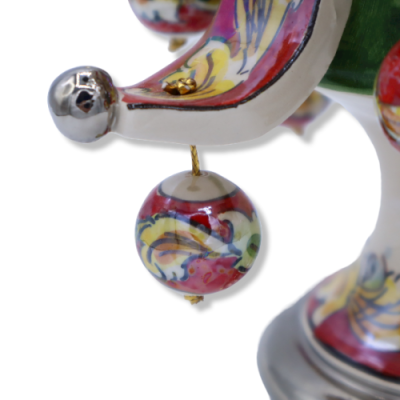 Árvore de Natal série ÈLITE Caltagirone cerâmica - Ouro, Platina e Madrepérola - bolas móveis - Altura aprox. 30 cm Form