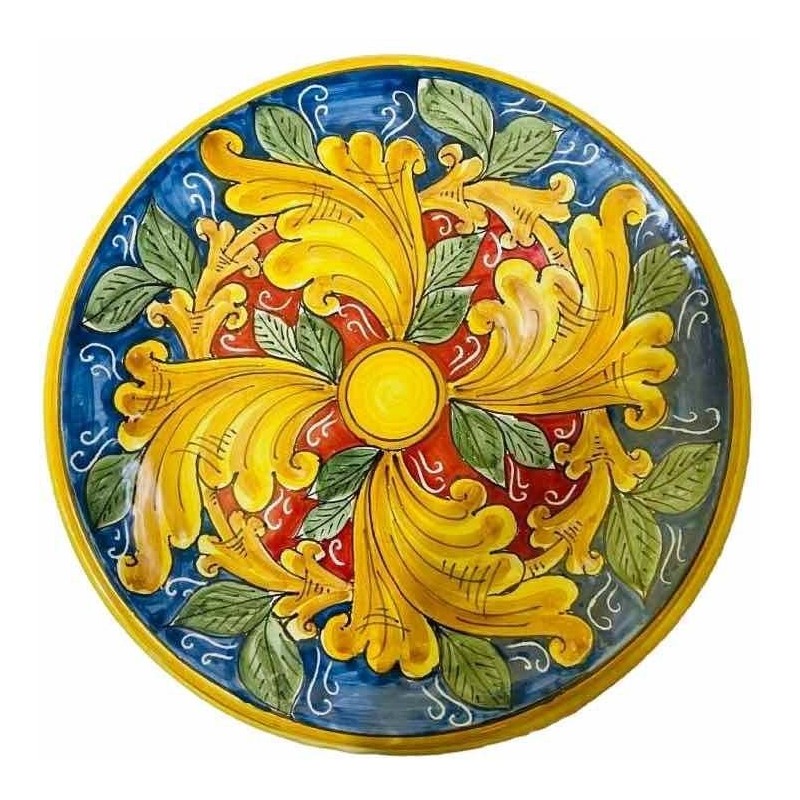 Sicylijska ceramika ozdobna ręcznie malowana – różne dekoracje dostępne, średnicy 25 cm -  Sicylijska ceramika ozdobna ręcznie malowana – różne dekoracje dostępne, średnicy 25 cm -