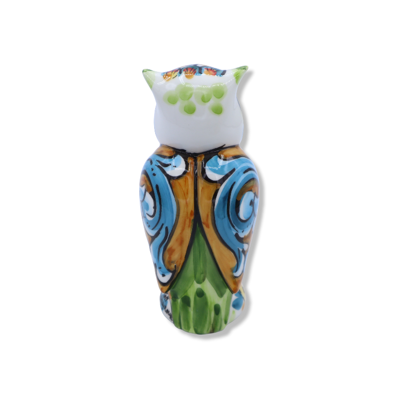 Owl in Caltagirone ceramic, baroque decoration in various sizes, Mod BR - 