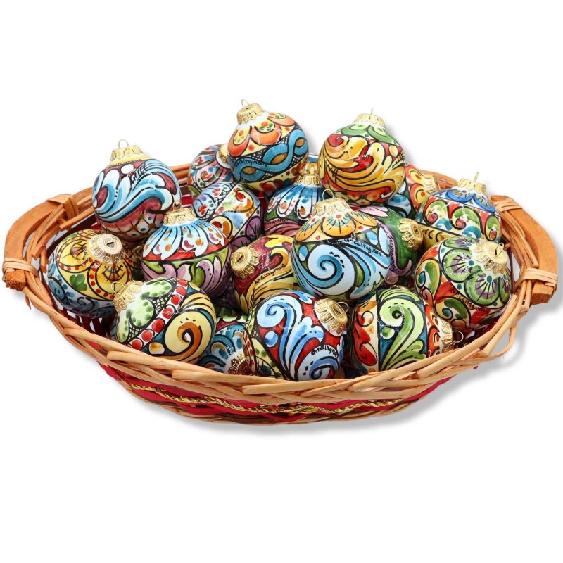 Caltagirone ceramic Christmas ball, Sphere shape, in two sizes and random decoration, Mod BR - 