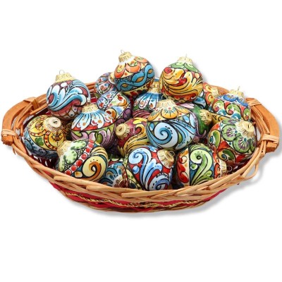 Caltagirone ceramic Christmas ball, Sphere shape, in two sizes and random decoration, Mod BR - 