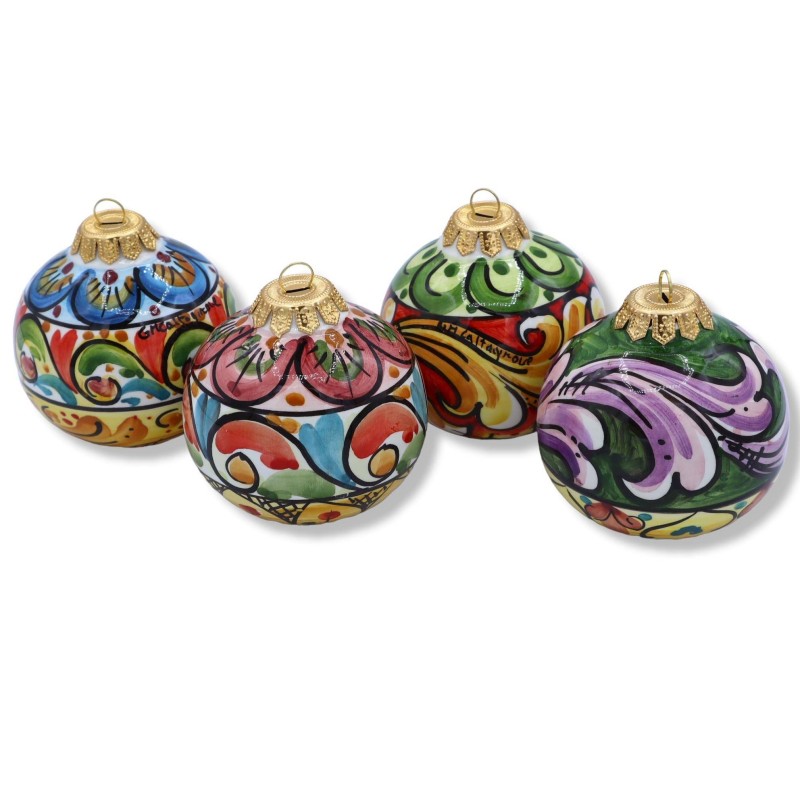 Caltagirone ceramic Christmas ball, Sphere shape, in two sizes and random decoration, Mod BR - 