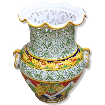 Gewellter und perforierter Schirmständer mit Torchongriff, Barockdekor - Höhe ca. 50 cm. BR-Mod - 