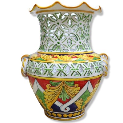 Giara Paragüero festoneado y perforado con mango de antorcha, decoración barroca - altura 50 cm aprox. Modelo BR - 