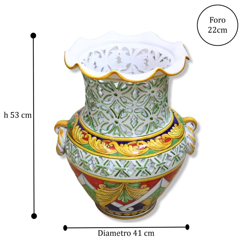 Giara Paragüero festoneado y perforado con mango de antorcha, decoración barroca - altura 50 cm aprox. Modelo BR - 