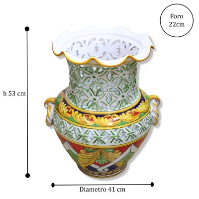 Gula vasa paraplyer framväxade och perforerade med torchon handtag, barock dekoration - höjd 50 cm ca. BR - 
