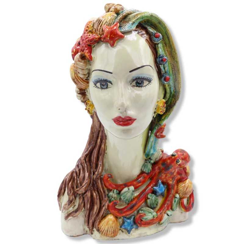 Busto feminino Siren pescoço comprido, decoração fauna e flora marinha, altura 35 cm aprox. modo SCR - 