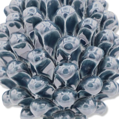 Piña siciliana de cerámica de Caltagirone, de aprox. 20/22 cm de altura. Gris perla, decoración aleatoria en el tallo - 