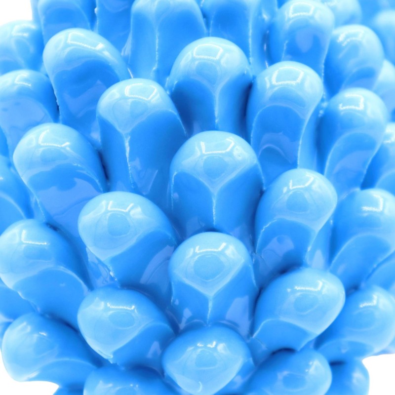 Pigna Siciliana ceramica di Caltagirone - h 20 / 22 cm ca. (1Unità) Turchese con gambo decoro casuale - 